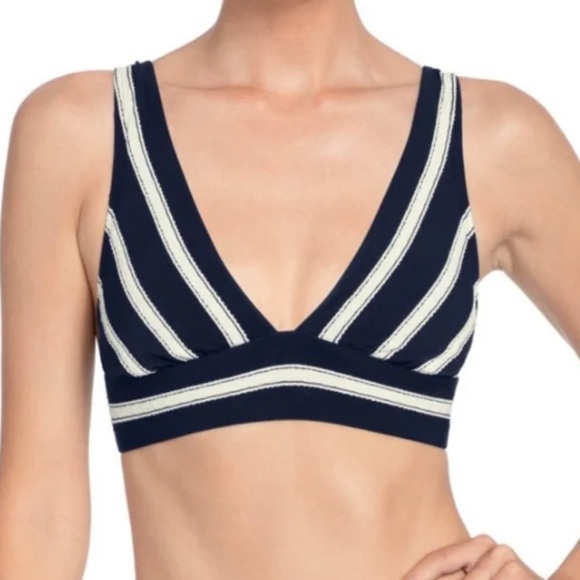 NWT ROBIN PICCONE Abi Bikini Top Striped Tie Back in Burnt Oranges/Ecru - Picture 8 of 11